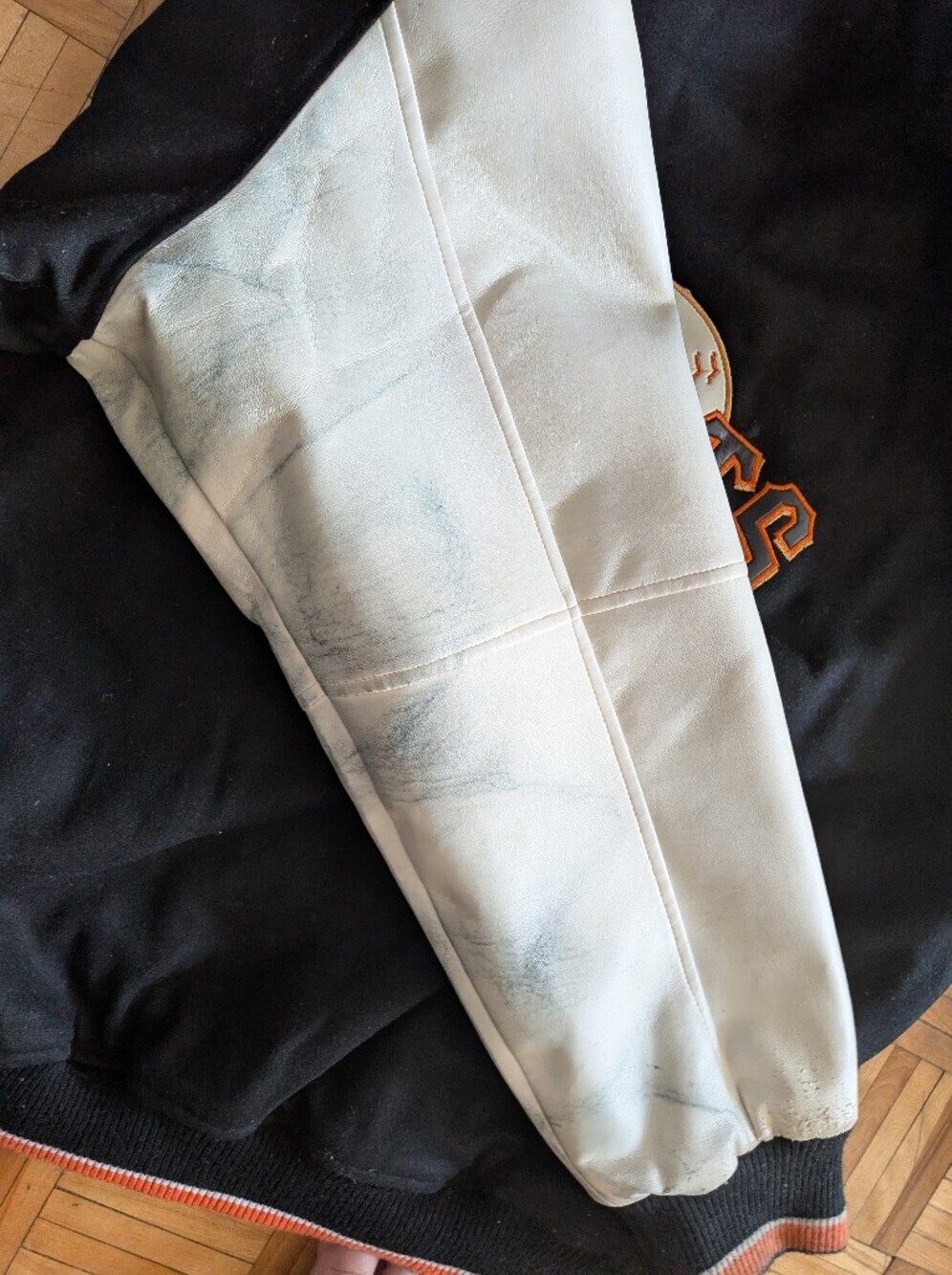 Vintage San Francisco Giants Varsity Jacket XXL Black Wool White Leather Jacket - Picture 7 of 9